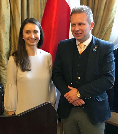 Agnieszka Brissey from the USA, The Józef Piłsudski Institute of America, pictured with the After Brexit Support Managing Director Tomasz Wisniewski.